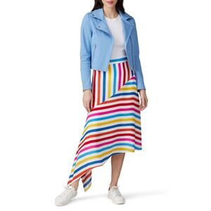 Color Me Courtney Dennis Blue Canvas Crop Biker Moto Jacket Size 4